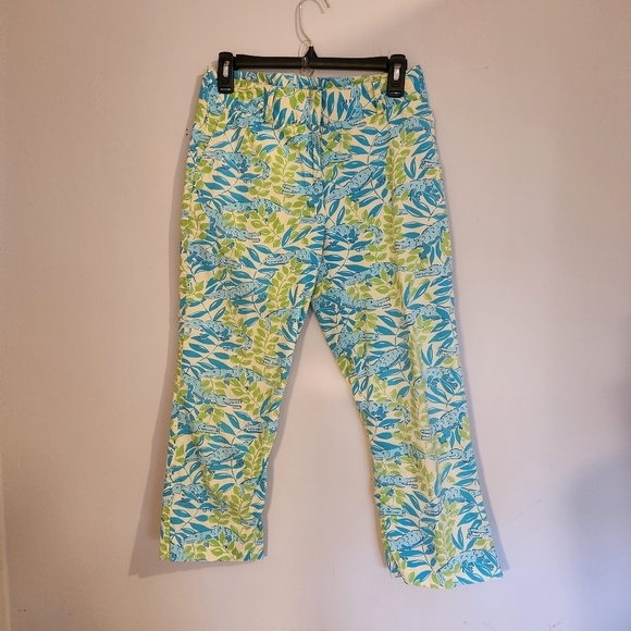 Vintage Lilly Pulitzer‎ Mimosa Everglades Alligator Print Capri Pants Size 4 - Picture 2 of 9